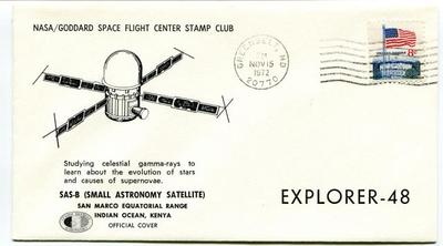 1972 Explorer 48 NASA Goddard Space Flight Center Stamp Club SAS-B Greenblet USA