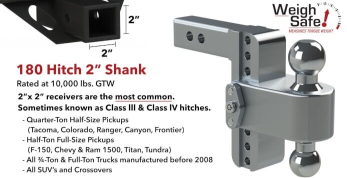 Weigh Safe CTB8-2.5 180° Adjustable 8" Drop Hitch Ball for 2.5" Shaft & Key Lock