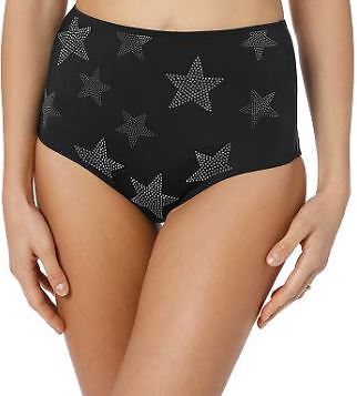 

Плавки бикини с высокой талией и заклепками Stella McCartney Stars, черные, большие, Черный