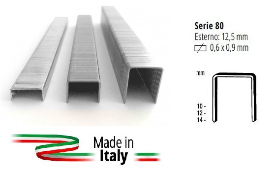 BLISTER 10.000 PUNTI METALLICI SERIE 80 GRAFFE SPILLE PER FISSATRICE PNEUMATICA