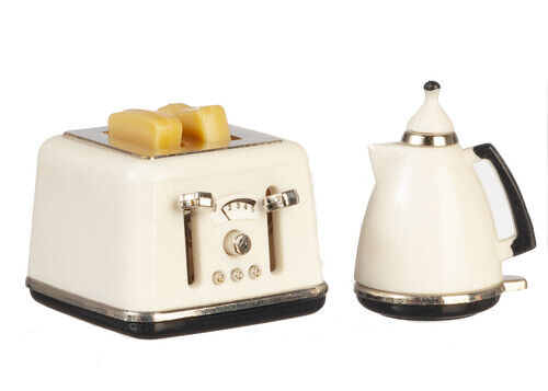  Miniature Dollhouse Toaster and Coffee Pot White 1:12 Scale New
