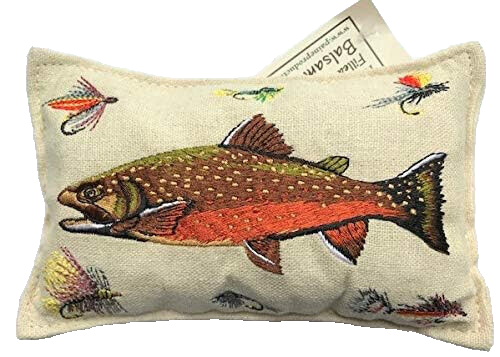 Paine's Balsam FIR Pillow 3.5" x 5.5" Trout Embroidered Fish Sachet Maine made
