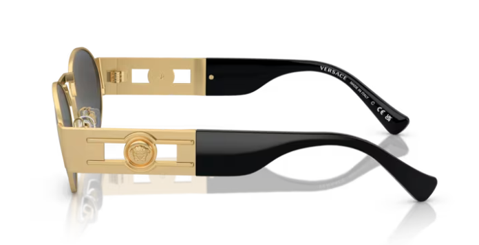 Pre-owned Versace Ve2264 100287 Dark Grey/ Matte Gold Oval Men's Sunglasses In Gray