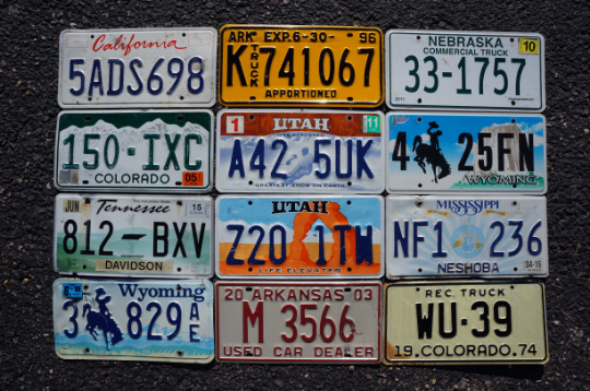LOT of 12 License Plates 8 States USA License Plate Tag Craft Condition Group