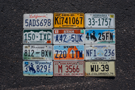 LOT of 12 License Plates 8 States USA License Plate Tag Craft Condition Group
