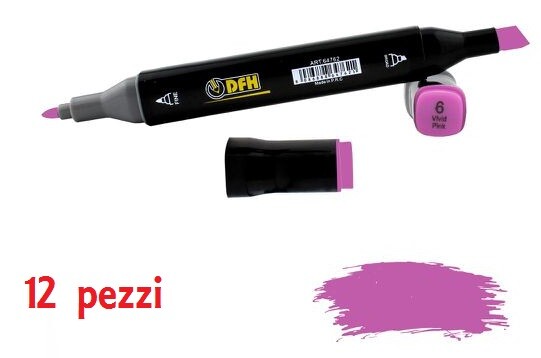 Set 12 Pz Pennarelli Doppia Punta Scuola Disegno Colore 6 Vivid Pink dfh
