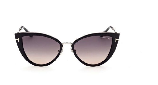 Pre-owned Tom Ford Ft0868 Anjelica-02 01b Black Palladium/sand Gray Gradient Sunglasses In Sand/gray