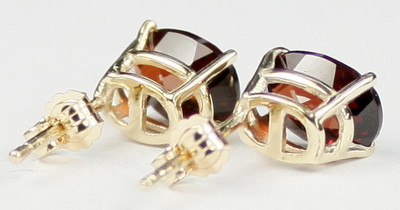 Pre-owned Handmade In The Usa Garnet 14k Yellow Gold Post Earrings -handmade • E002 In Red