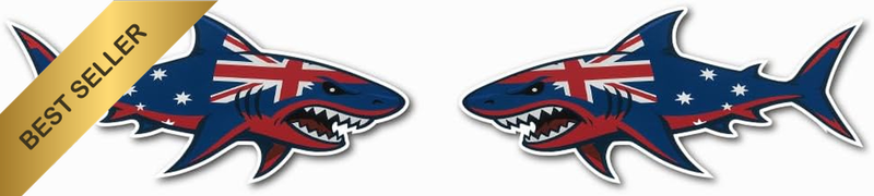Australian Flag Shark Decal Stickers – Pair of 20Cm Vinyl Car Stickers | Weather