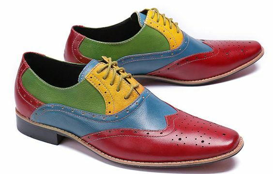 コスプレ小物 grancy l Plate Leather Shoes KUURCCE Shiny Blue Shoes Lace & Buckle Wingtip Heels