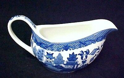 Blue Willow Porcelain China Gravy Boat Serving Piece Birds Oriental Pagoda New