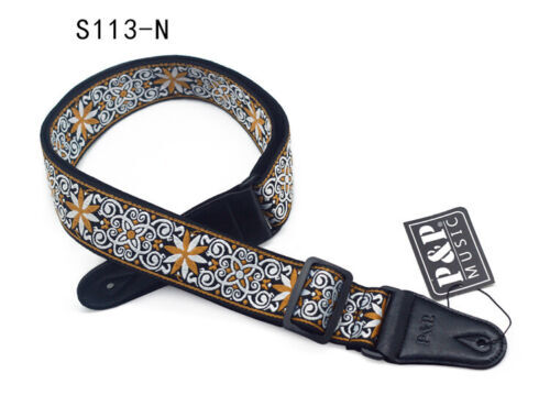 Guitar Strap Embroidery Bohemian Style Cotton Electric Acoustic Bass Adjustable