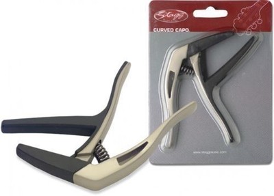Stagg SCPX-CU/BG Beige Curved Trigger Clamp Style Spring Steel Guitar Capo