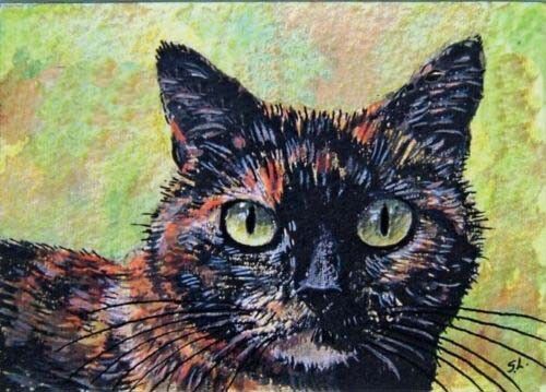 Cat British art print tortoiseshell from original painting by Suzanne Le Good