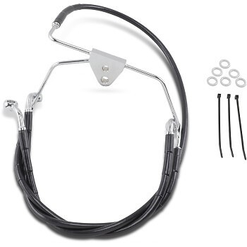 Drag Specialties 1741-2516 Extended Length Black Vinyl Brake Line Kit +4''
