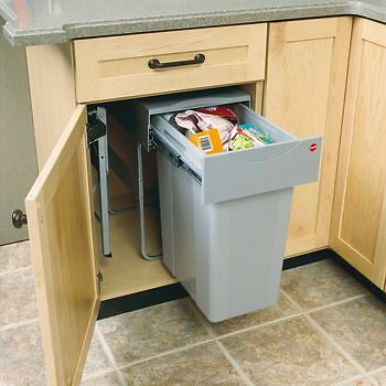 Hailo Easy Cargo 40 Gray 42 qt Waste Bin Pull-Out Top Storage and Snap-On Lid