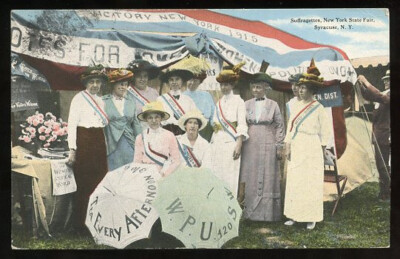 postcard   SUFFRAGETTE WOMEN Campaigning at New York State Fair SYRACUSE (1912?)