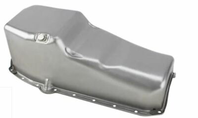 1955-79 SBC Chevy 350 Stock Steel Oil Pan Driver Side Dipstick RAW E44021