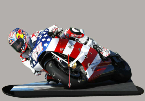 Horloge Miniature Moto Nicky Hayden Ducati - Auto-Horloge - Bleu 20x30 Cm