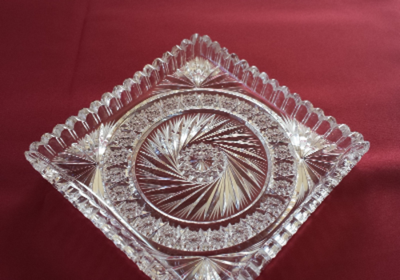 Vintage Heavy Cut Crystal Serving Dish with a Silver Plate Under-plate