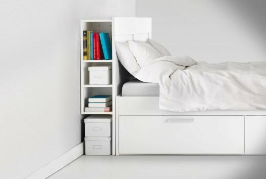 White Ikea Double Bed With Storage And Headboard In Bathgate