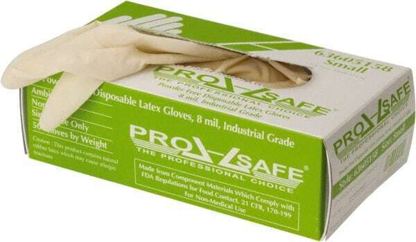50 Pack PRO-SAFE GL8N-8PFS Disposable Gloves, Size Small, 8 mil, Latex