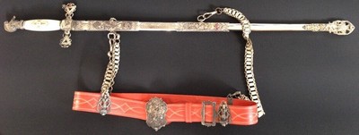 Antique Ornate Masonic Knights Templar Sword With Belt