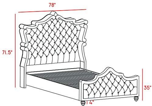 Meridian Furniture Diamond-Sleigh-K Diamond Collection Beige Velvet Upholstered