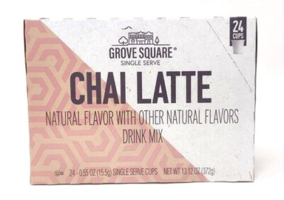 Grove Square Chai Latte Natural Flavor Drink Mix Single Serve 24 Cups