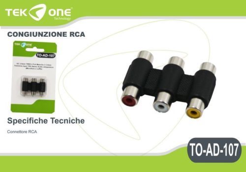 Adattatore Congiunzione TeKone TO-AD-107 Convertitore 3 RCA - 3 RCA hsb