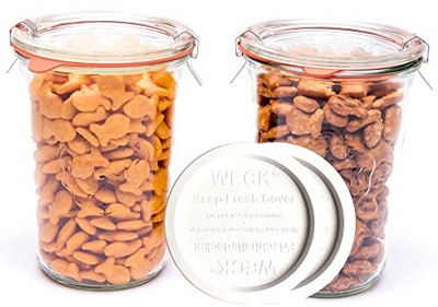Weck Canning Jars 743 Sourdough Starter,Set of 2 Weck Mold Jars made of Trans...