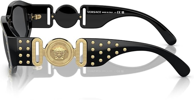 Pre-owned Versace Man Sunglasses Black Frame Dark Grey Lenses 53mm Authentic Italian In Gray