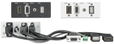 Extron Dual-Gang AAP - Super plate 100, White. USB, HDMI, VGA, and Stereo Audio