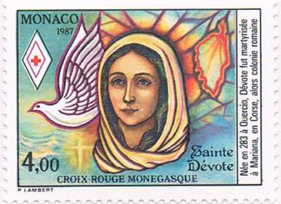 Monaco #YT1594 MNH 1987 Patron Saint Devote Red Cross Dove [1584 Mi1823]