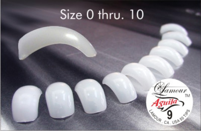 Lamour AGUILA CURVE Natural Tips - 500ct each size - (CHOOSE FROM SIZE 0-10)