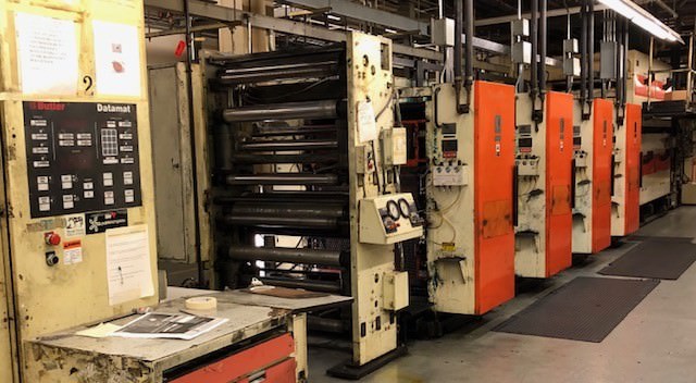 Hantscho Mark VI web printing presses units, WPC components, Perretta inking