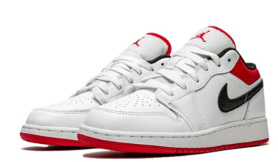 Air Jordan 1 Low White University Red Black 553560-118 GS 4Y=Women's 5.5 NEW