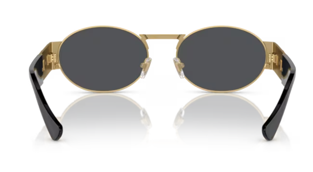 Pre-owned Versace Ve2264 100287 Dark Grey/ Matte Gold Oval Men's Sunglasses In Gray