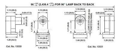 200 Leviton White HO T8 T12 Fluorescent Lampholder light Sockets Plunger 13550-W