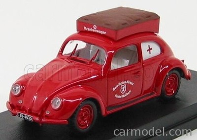 RIO-MODELS 4183 SCALA 1/43 VOLKSWAGEN BEETLE AMBULANCE FIRE ENGINE 1953 RED