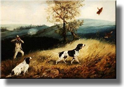 Hunting with Dogs Picture on Stretched Canvas, Wall Art Décor, Ready to Hang!