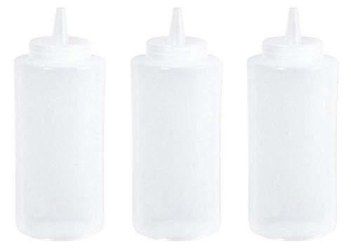 12 oz Clear Plastic Squeeze Bottle 3pk Condiment Dispenser Ketchup Mustard Sauce