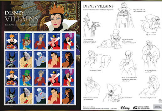 限定品ディズニー☆Authentic Postage Stanp U.S Postage 20 Stamps Walt Disney Villain Studio Ink