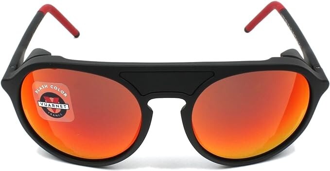 Pre-owned Vuarnet Sunglasses Ice Matte Black - Matt Red - Gray Green With Red Mirror Lens