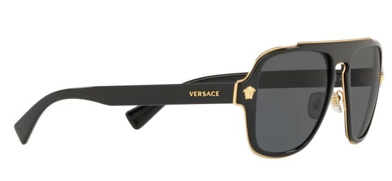 Pre-owned Versace Ve2199 100281 Black-gold/gray Polarized Men's Sunglasses