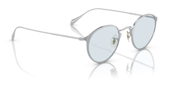 Pre-owned Oliver Peoples 0ov 1144t Dawson 5254 Brushed Silver Round Men's 46mm Eyeglasses In Blue