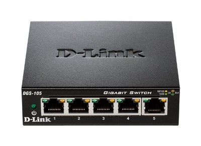 D-Link DGS-105 5 Port Gigabit Unmanaged Metal Desktop Switch - 5 Port Gigabit
