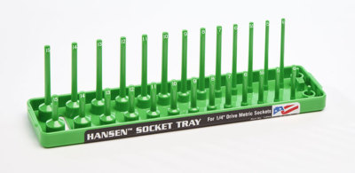 Hansen Global 1404 1/4'' Dr. METRIC Socket Organizer GREEN