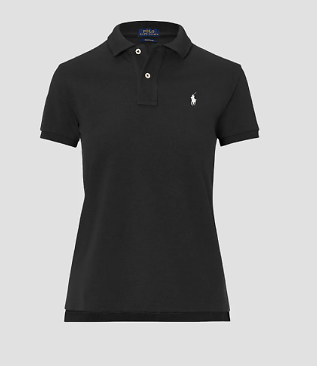 Женская сетчатая рубашка-поло Polo Ralph Lauren классического кроя с воротником-стойкой, черная, Маленький размер