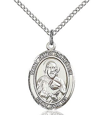 St. James the Lesser sterling silver medal/18" stainless steel heavy curb chain